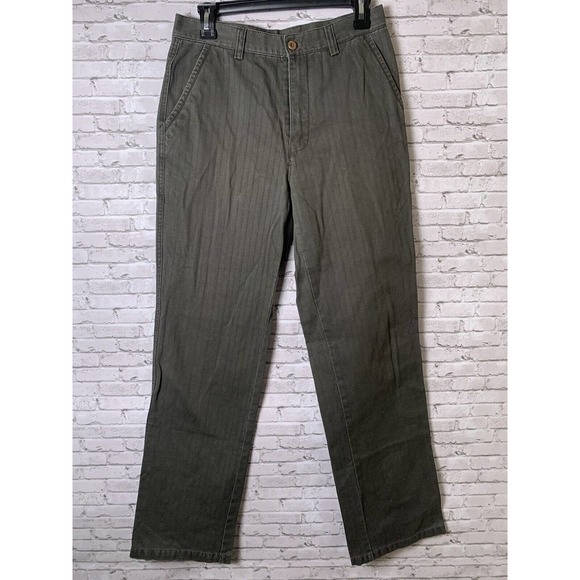 Zara Pants - Zara Striped Charcoal Gray Brown Button Straight Leg Chino‎ Pants Sz 30